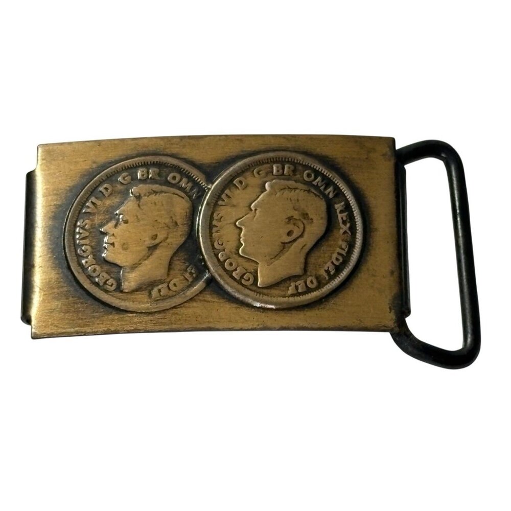 Coin Belt Buckle Great Britain King George Georgivs Vi Omn Rex Fidei Def Vintage